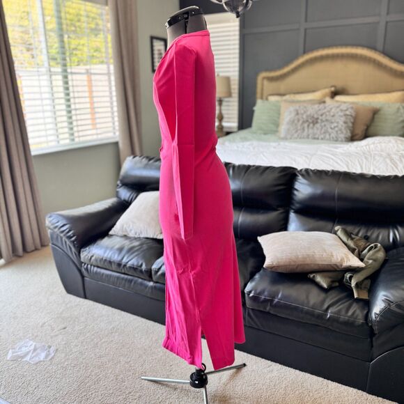 The Drop x vi_bogodist Hot Pink Front Cutout Ribbed Button Dress Women’s M NWT - Picture 5 of 7